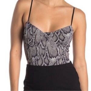 GAZE Snakeskin Reptile Bodysuit lingerie Spaghetti Straps Plunging Sexy Medium